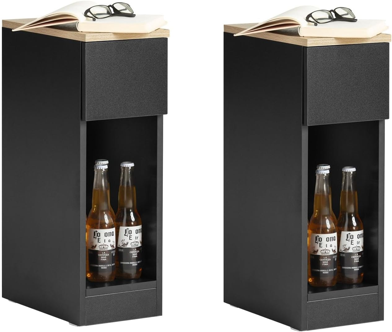 Sobuy Set of 2 White Small Bedside Table with Drawer Nightstand with Drawer Fbt111-Wnx2