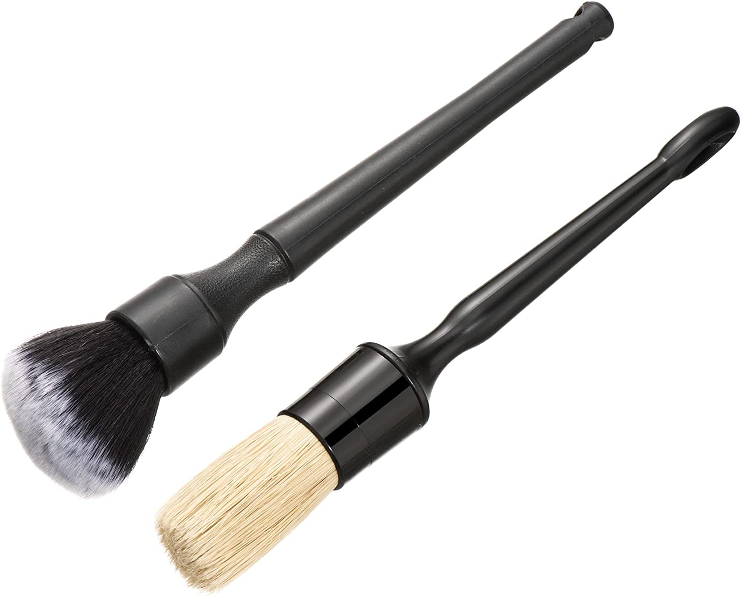 1 Pcs Car Natural Boars Hair Detailing Brush and 1 Pcs Car Ultra Soft Detailing Brush for Interior or Exterior Clean,Wheels,Tires,Engine Bay,Leather Seats,Infotainment Screens,Emblems