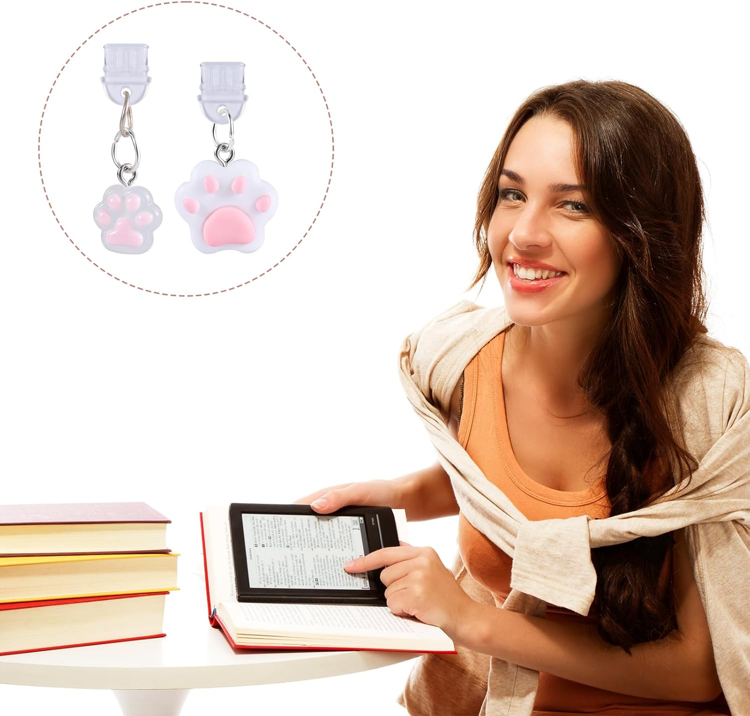 4-Pack USB C Dust Plug Charm, Cat Paw Type C anti Dust Cover Cute Protective Cover for Charging Port Compatible with Kindle Released after 2021 Other Devices with Type-C Port, M, Silicone, No Gem