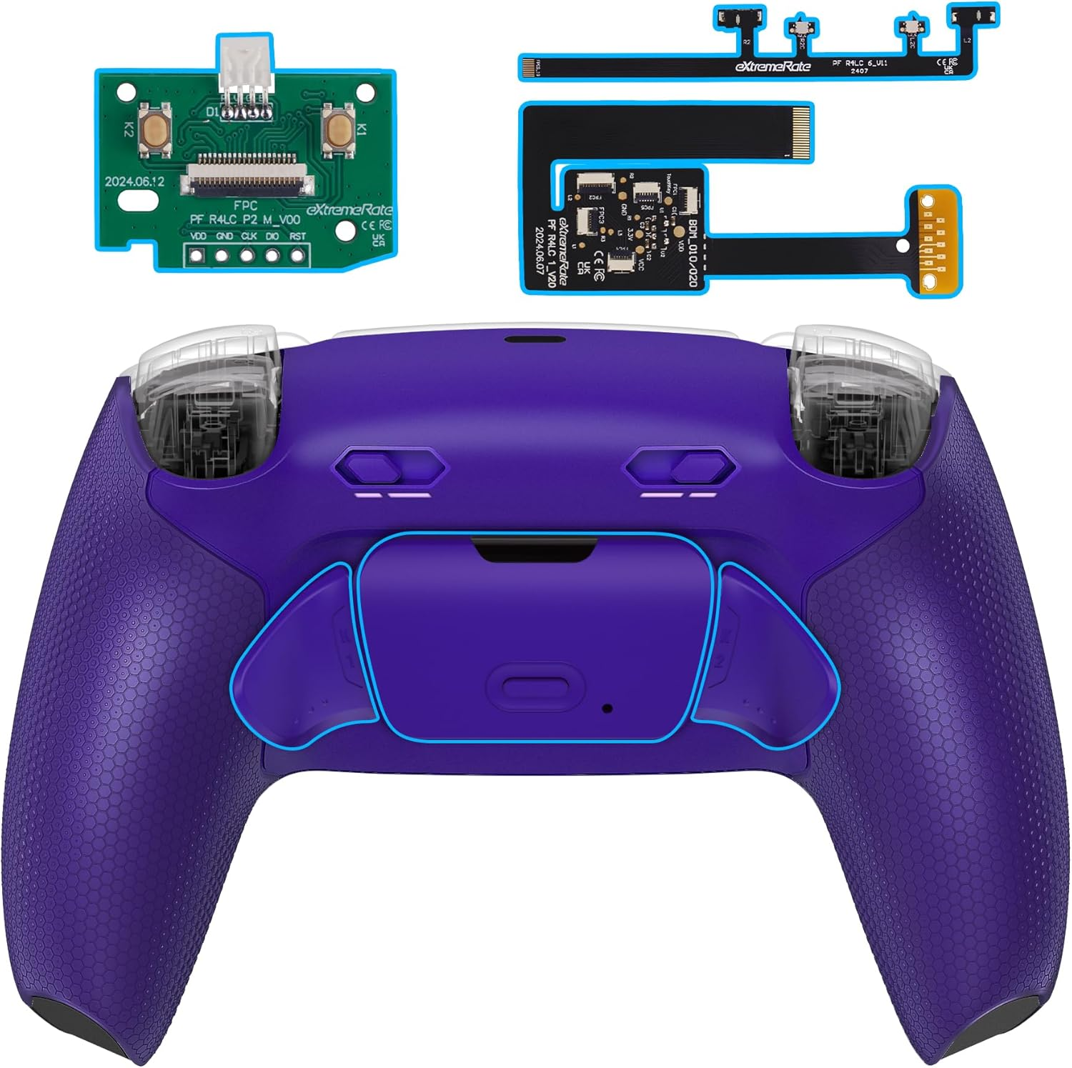 Extremerate RISE plus MAX Back Paddles Kit with Clicky Trigger Stops & Rubberized Grip for PS5 Controller BDM-010 020, Black Remappable Back Buttons Kit for PS5 Controller - White Black -NO Controller