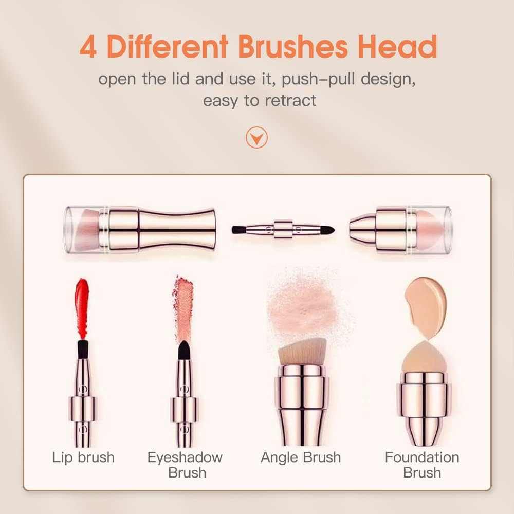 4 in 1 Makeup Brush Set, Eyeshadow Lip Face Concealing Blush Foundation Brush image number 3