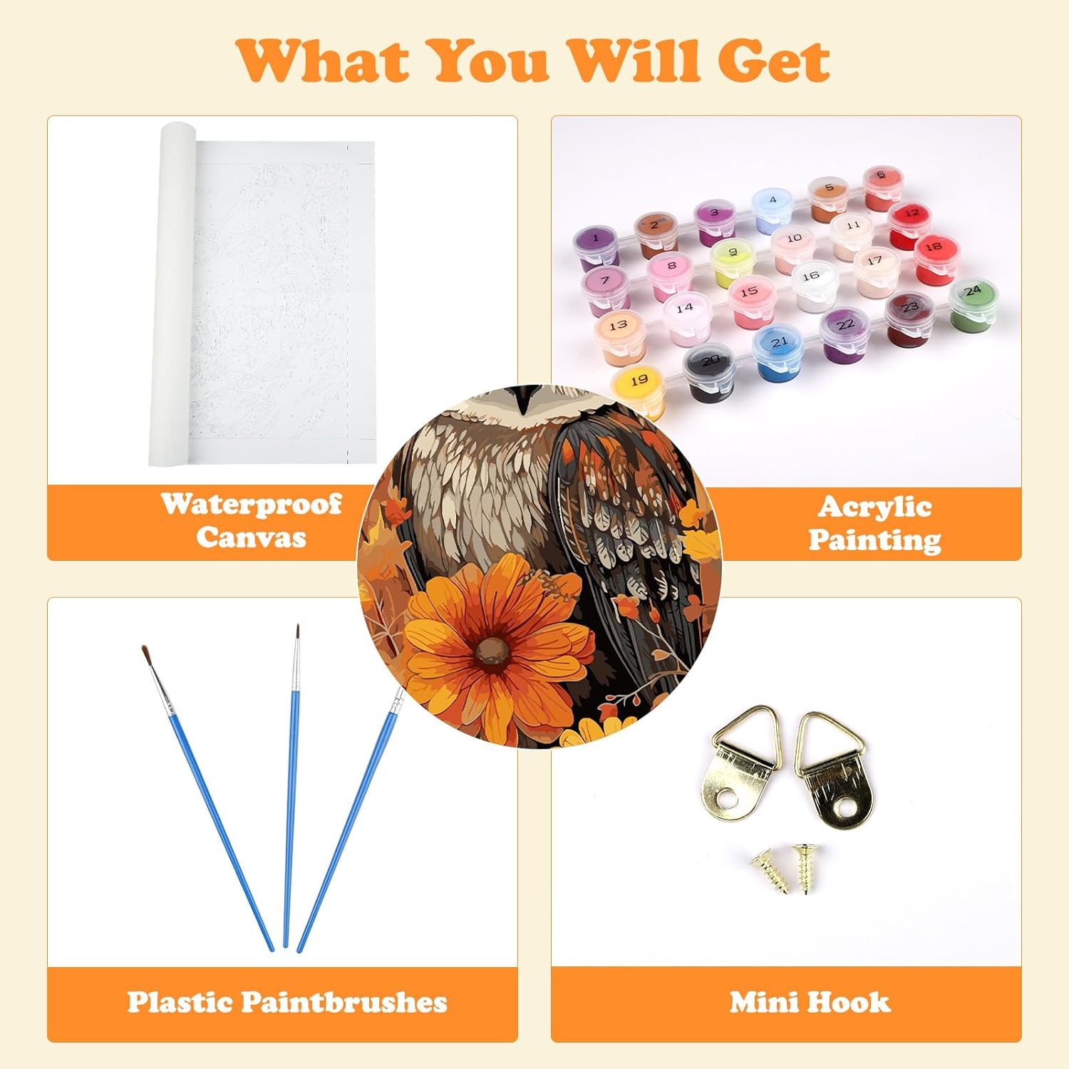 HEIBAGO Owl Paint by Numbers, Flowers Paint by Numbers for Adults Beginners, DIY Paint by Numbers on Canvas Animal Oil Painting Picture for Home Art Decor 16X20 Inch - Bus-Landschaft image number 4