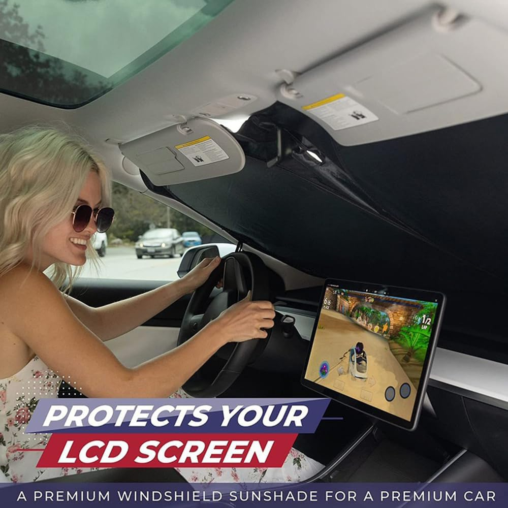 Skycabin Car Front Windshield Sunshade for Tesla Model 3, Foldable Window Sun Shade, Foldable Sunshade for Sun Heat Protection & Car Interior Cooler Accessories,Upgraded Windscreen Sunshade image number 2
