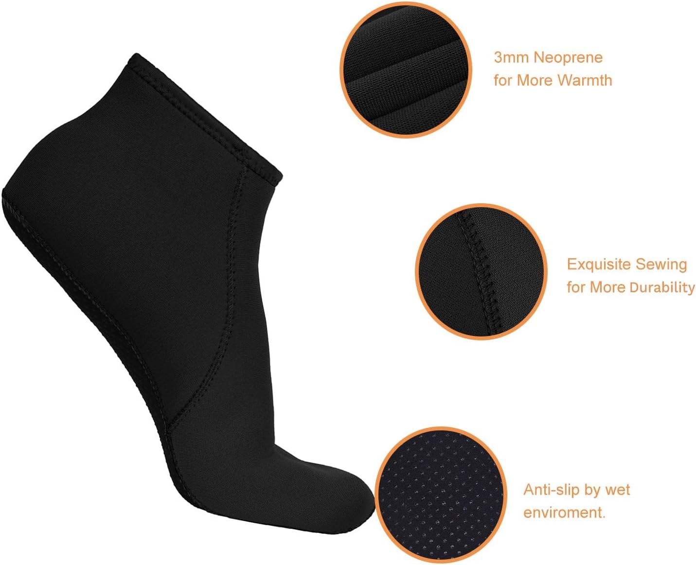 Fitst4 Sports Neoprene Water Socks 3Mm Snorkel Fin Anti-Slip Sock Swim Men Women Dive Wetsuit Booties image number 5