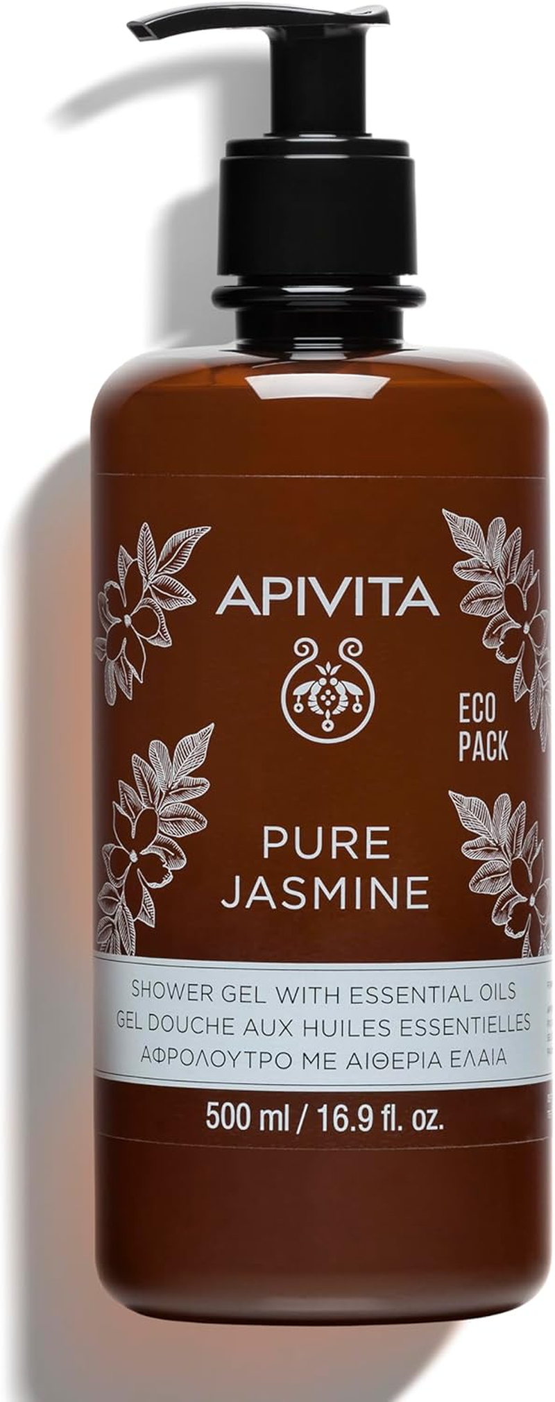 Apivita Pure Jasmine Shower Gel with Essential Oils - Ecopack 500Ml/16.9Oz image number 1