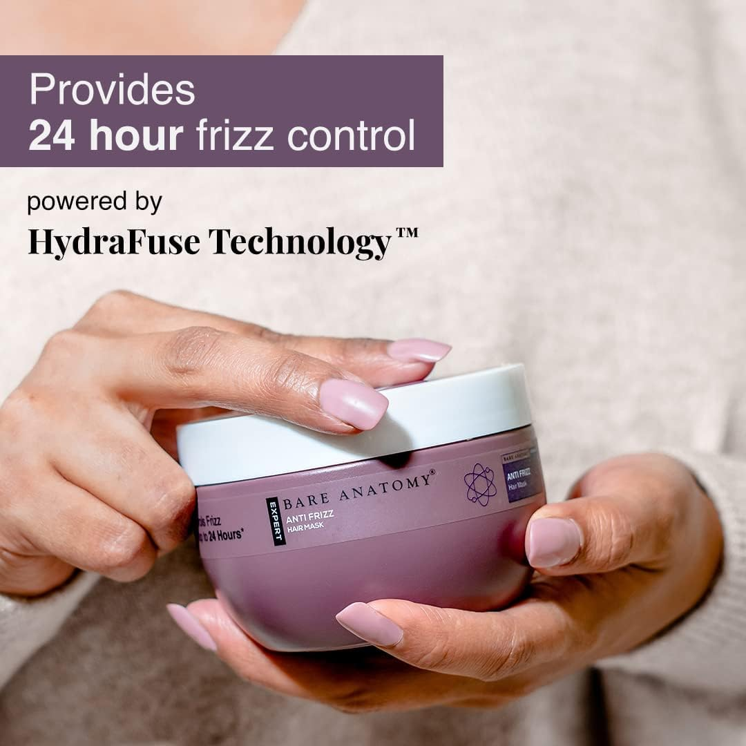 Bare Anatomy anti Frizz Hair Mask | Frizz Control Upto 24 Hours | Powered by Hyaluronic Acid & Fatty Acids | for Deep Conditioned & Frizz Free Hair | Sulphate & Paraben Free | Women & Men | 250G image number 1