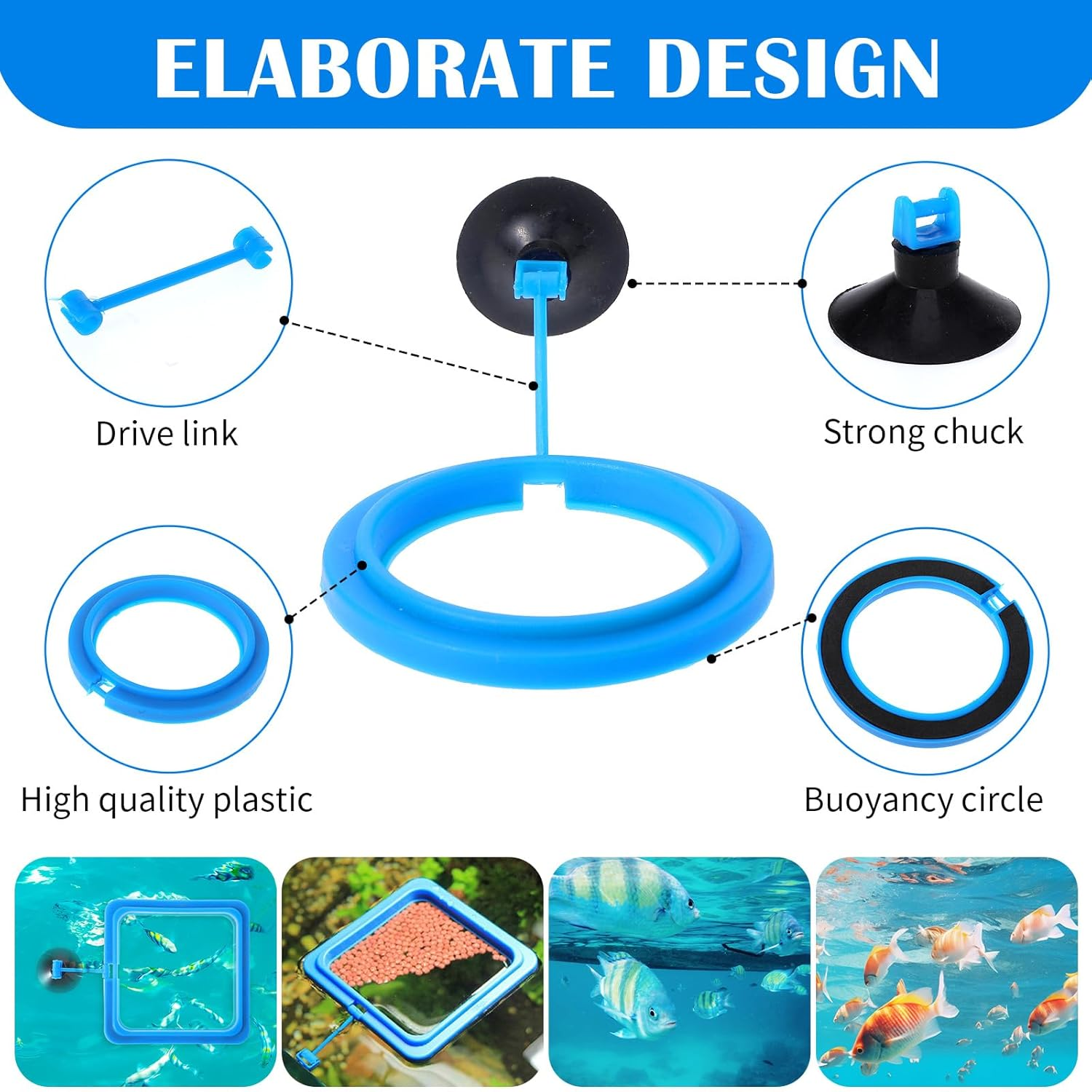 2 Pcs Fish Feeding Rings, Bule Aquarium Floating Plant Rings Fish Feeder Food Feeder Circle round and Square Aquarium Accessories for Bettas Guppy Goldfish Floating Plants in Place image number 1