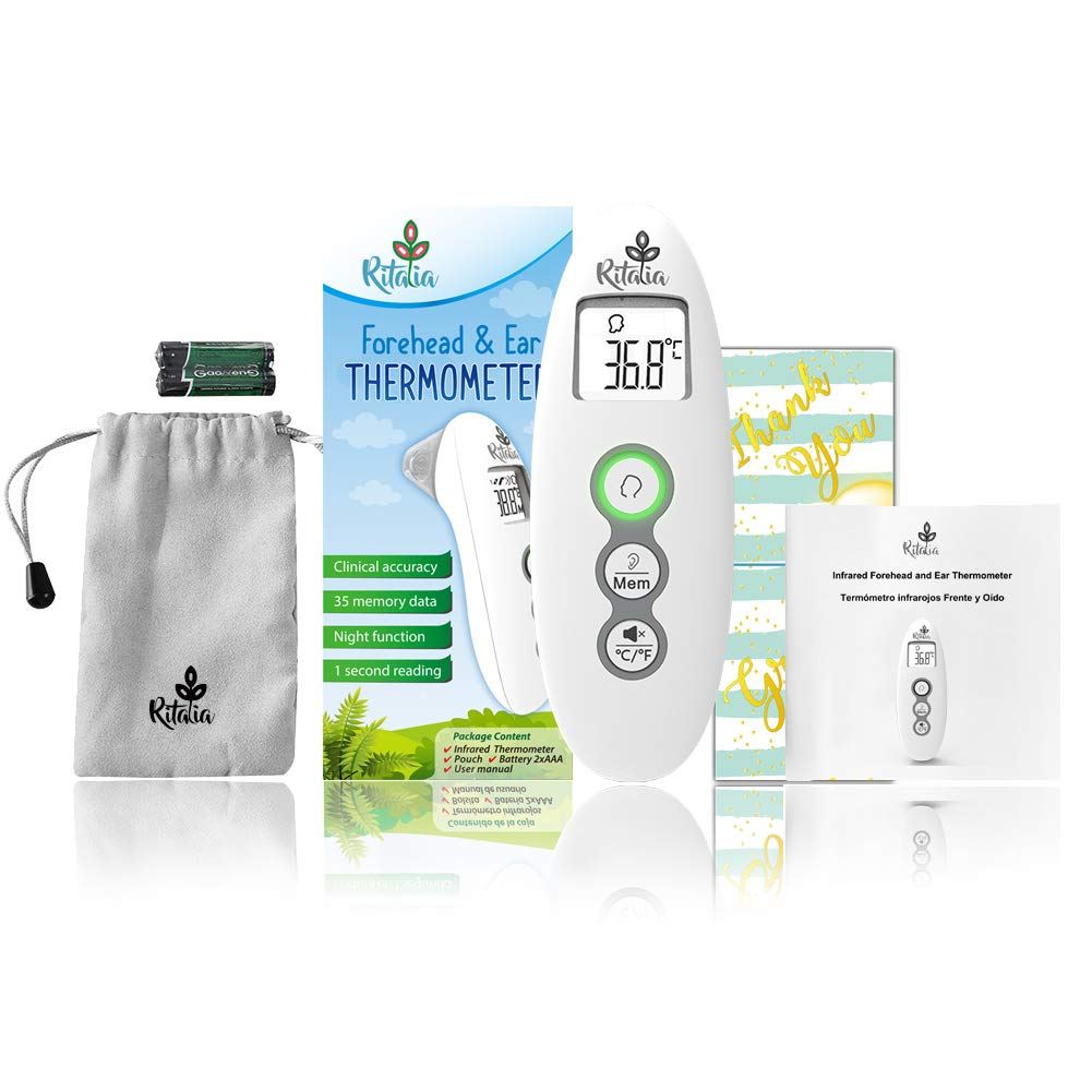 Ritalia&reg; Baby Thermometer with Forehead and Ear Mode for Adults Babies Toddlers and Infants - Touch-Free Operation, Rapid 1-Second Digital Thermometer for Accurate Readings Fever Alert image number 1