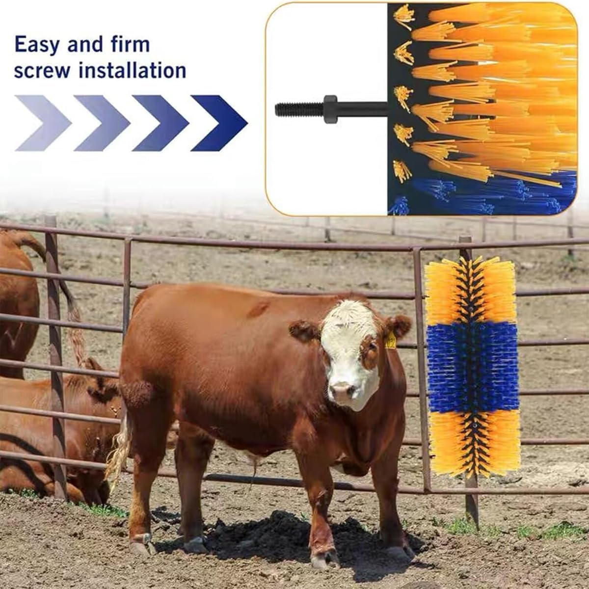 AIMALL Livestock Scratch Brushes, Durable Nylon Massage Brush for Cows, Horses, Goats &ndash; Easy Install, Protects Mane and Tail, Multi-Splice Design