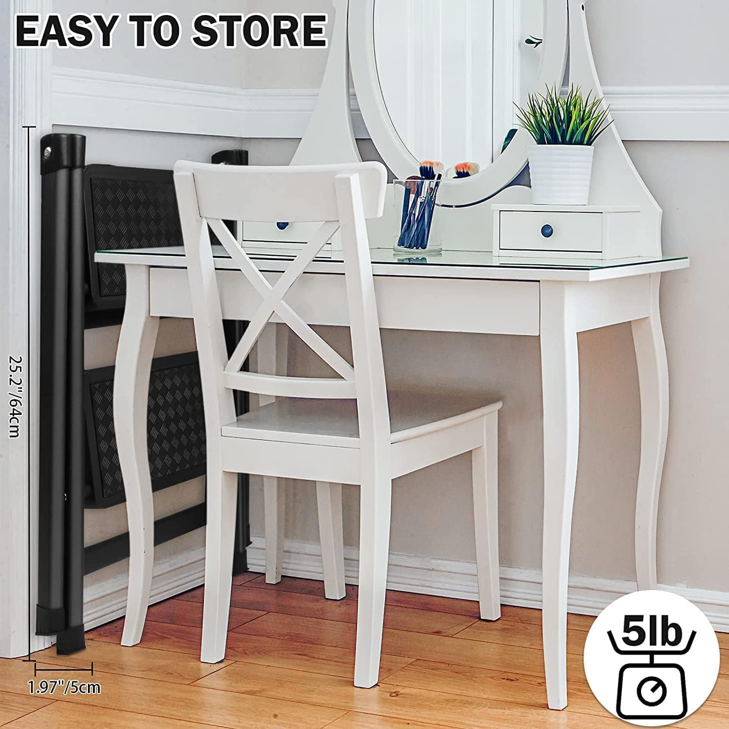 2 Step Stool Step Ladder Folding for Kitchen Home Closet Heavy Duty Adults Foldable Small Stepladder Lightweight Little Two Stepstool Collapsible Stepladders Portable Stepping Stool Black (2-Step) image number 2