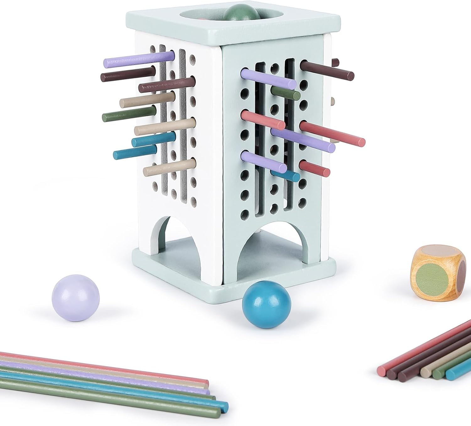 Math Learning Board Game for Kids & Family | Fine Motor Skills Toys with Wooden Sticks, Dice & Colorful Balls | Educational STEM Toy for Boys and Girls Ages 4-8 (Macaron Color) image number 6