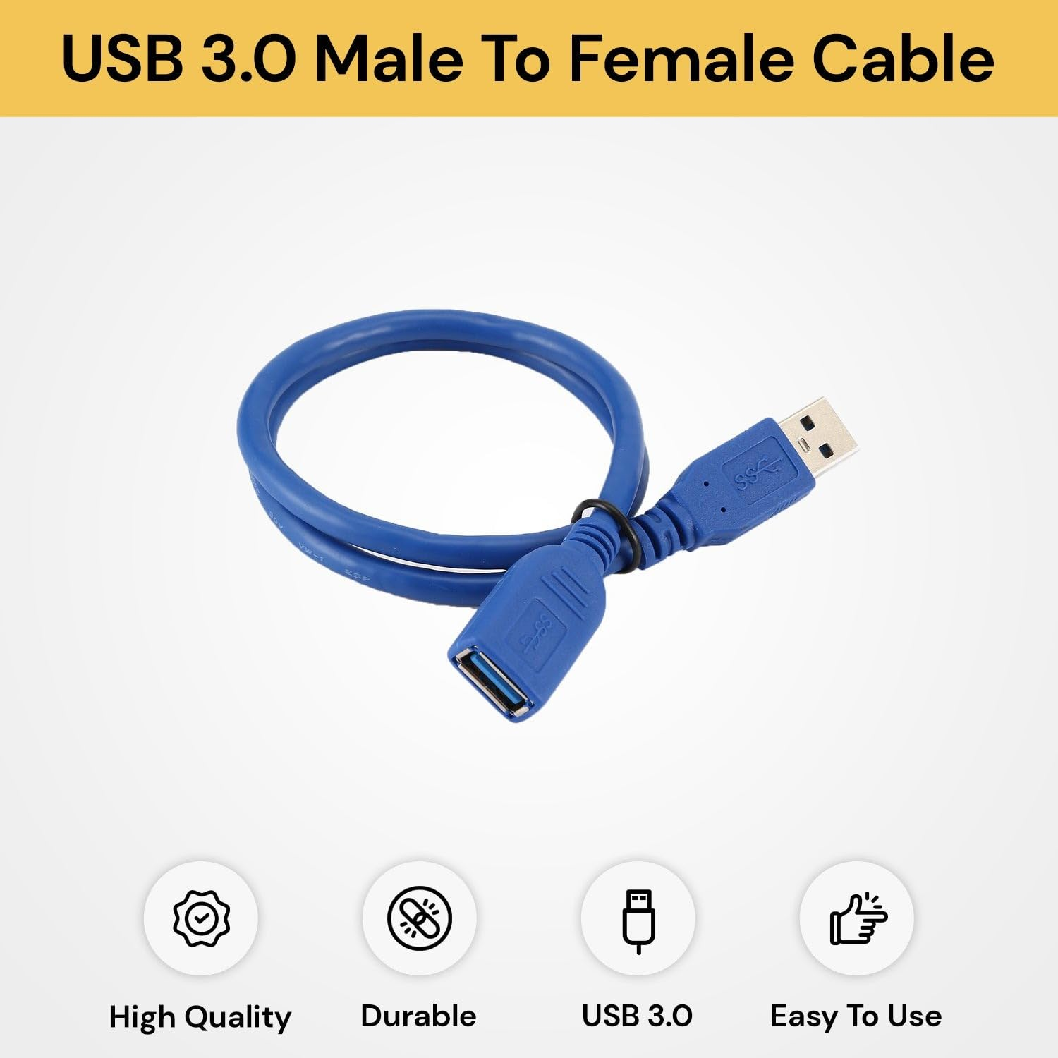 USB Extension Cable USB 3.0 Extender Type a Male to Female Cord High Speed Data Transfer Lead Compatible with Webcam, Gamepad, USB Keyboard, Mouse, Flash Drive, Hard Drive, VR, Xbox (5 M)
