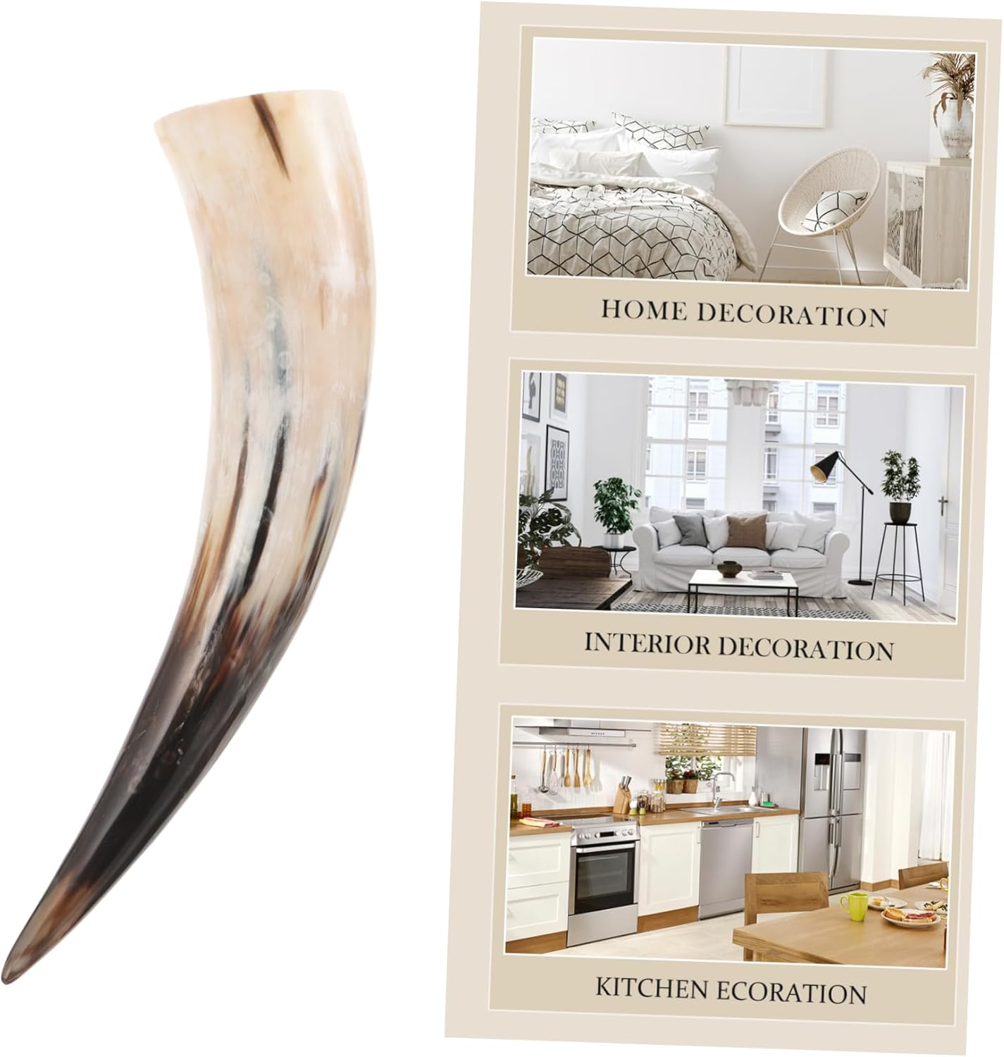 Amosfun Cow Horn Vase Wall Sconce 40-48Cm Natural Authentic Bull Horn Vintage Farmhouse Decor Sustainable Rustic Home Decoration image number 1