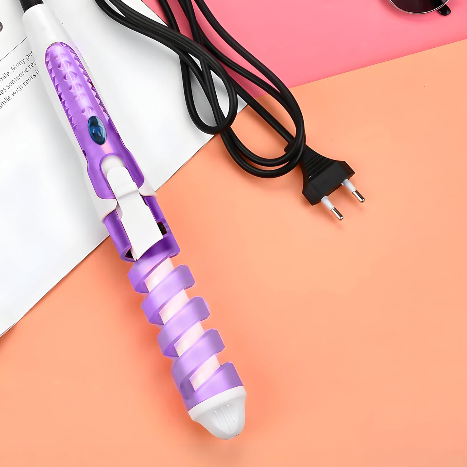 Retoo Curling Iron Ceramic Curlers Large Curls Spiral Ceramic Coating 210&deg;C Curling Iron Professional Hairdressing Salon Hair Curls Violet image number 4