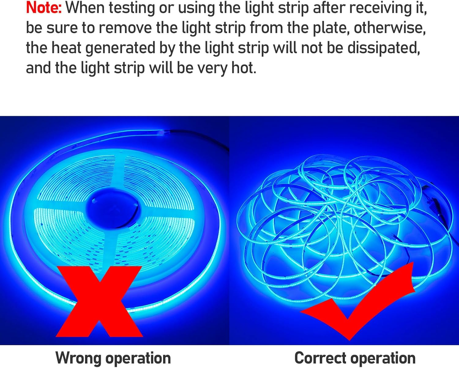 GOMING 24 V 5 M COB LED Strip Blue LED Strip 480 LED/M LED Strip Self-Adhesive High Brightness Not Waterproof IP20 Light Strip for Indoor Home Decoration (Power Supply Not Included) image number 4