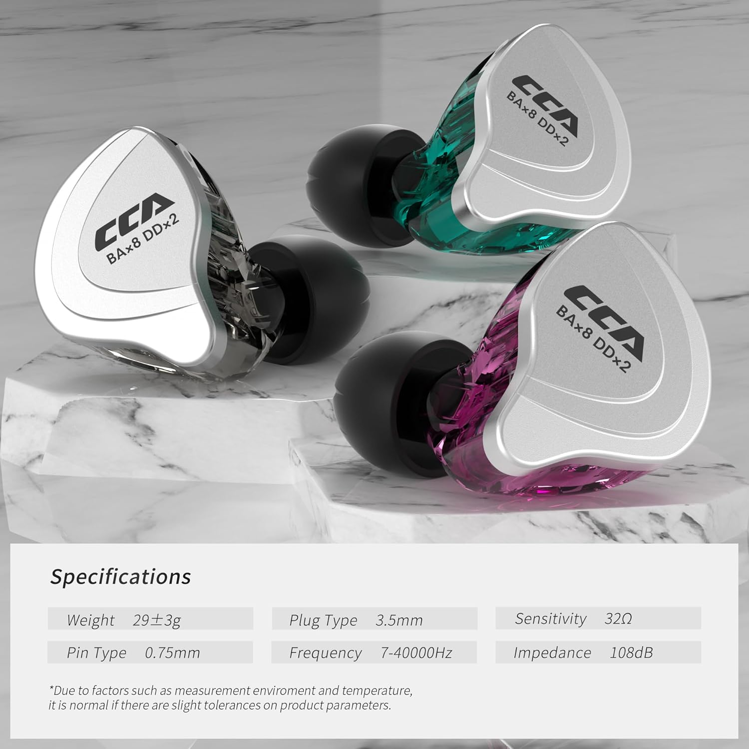 Hifi Kingdom CCA C10 1DD+4BA Hybrid Driver Hifi In-Ear Earphone Aluminum Alloy Faceplate In-Ear Monitor Cyan(No Mic) image number 4