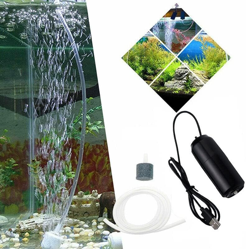 AIMALL Portable USB Aquarium Oxygen Pump Mini Fish Tank Air Pump Compressor Aerator, Mute Energy-Saving 5V Accessories, 3.35 X 1.18 Inches, Black image number 5