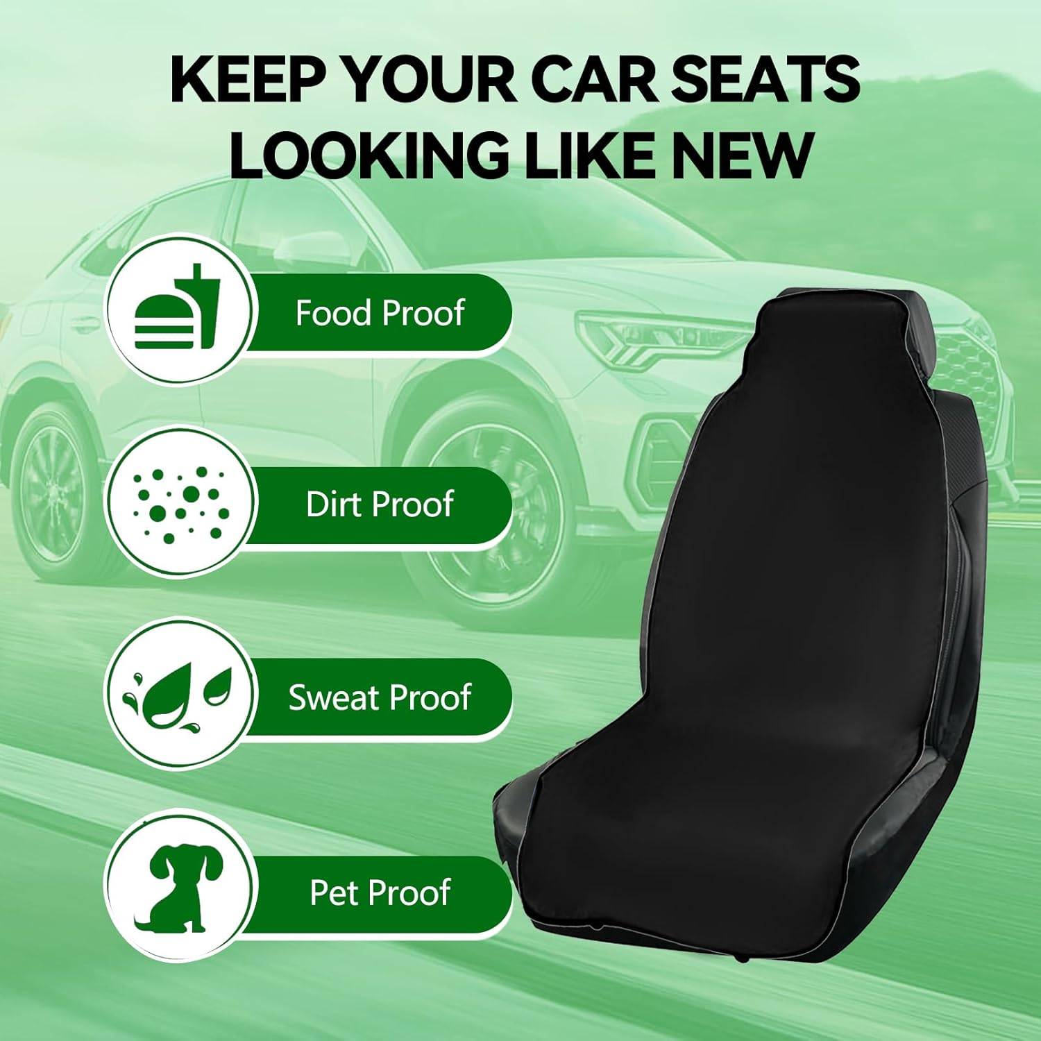 Car Seat Cover Sweat Absorber Premium Microfiber Towel Universal Fit for Car SUV Truck Non Slip Bottom Easy to Install Machine Washable Black image number 2