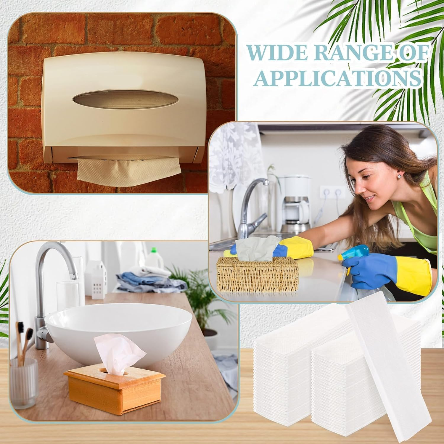 2 Ply Disposable Paper Hand Towel,Z Fold Strong White Soft Hand Towel 21&times;23Cm (1200 Total) image number 3