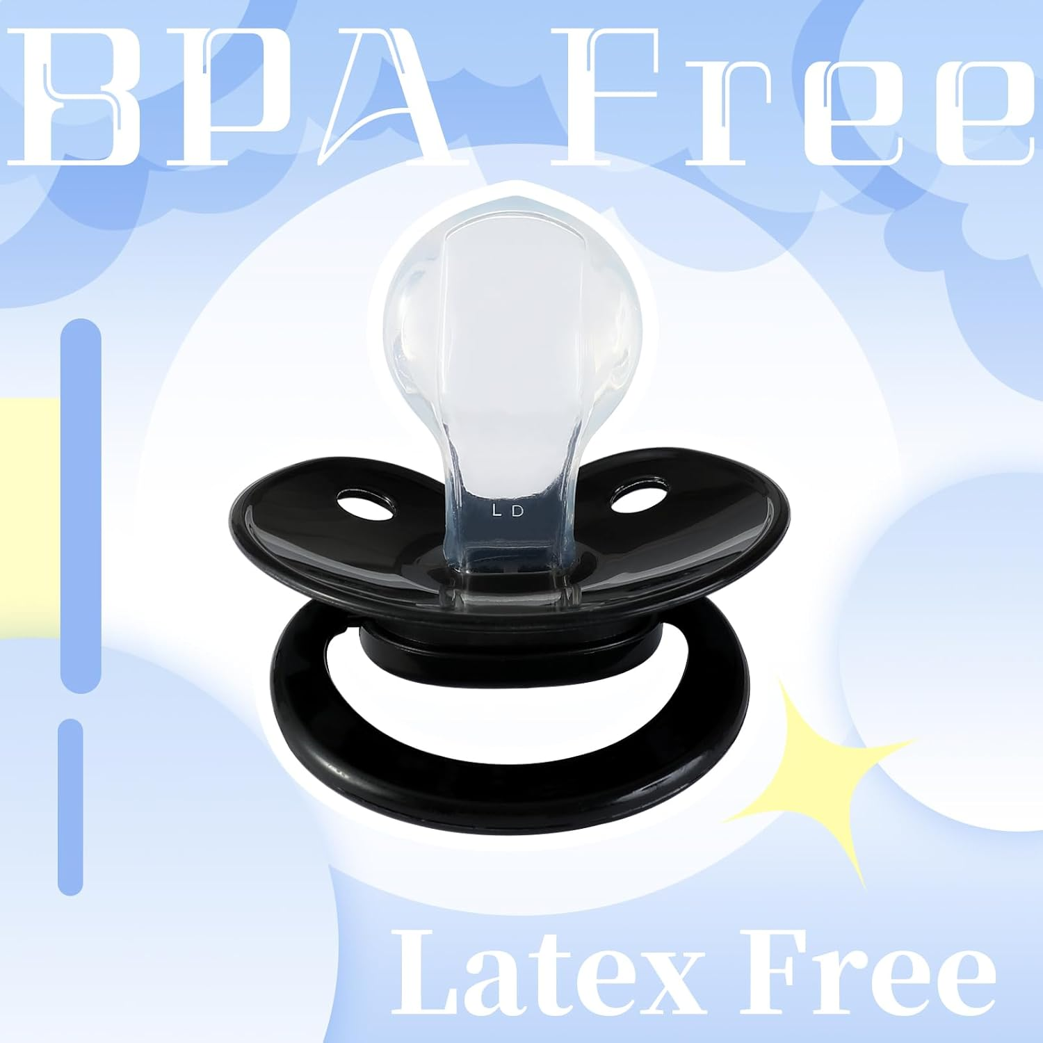 Somniumnight Halloween Adult Pacifier Big Size: Cute Bear Binky for Anxiety Relief - Large Shield Paci with Case Black image number 4