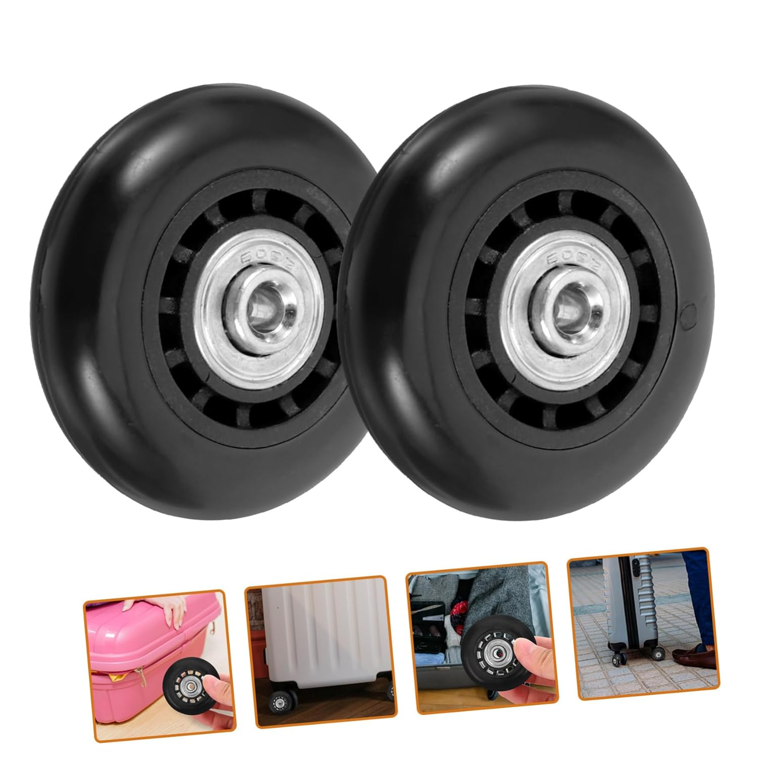 CHILDWEET 2Pcs Luggage Wheels Replacement Kit Metal Bearing Shaft 60X23Mm Swivel Caster Wheels for Suitcase Travel Bag Universal Repair Accessories