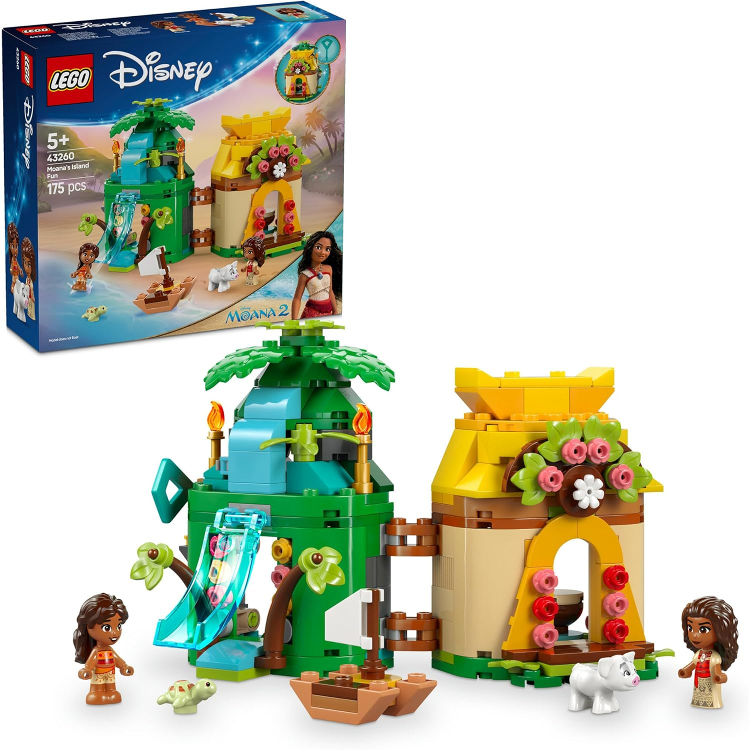 LEGO ǀ Disney Moana&rsquo;S Island Fun Buildable Princess Toy for 5+ Year Old Girls & Boys with 2 Micro-Doll Figures, a House Model & Accessories, Moana Movie Memorabilia Set, Kids' Building Toys 43260
