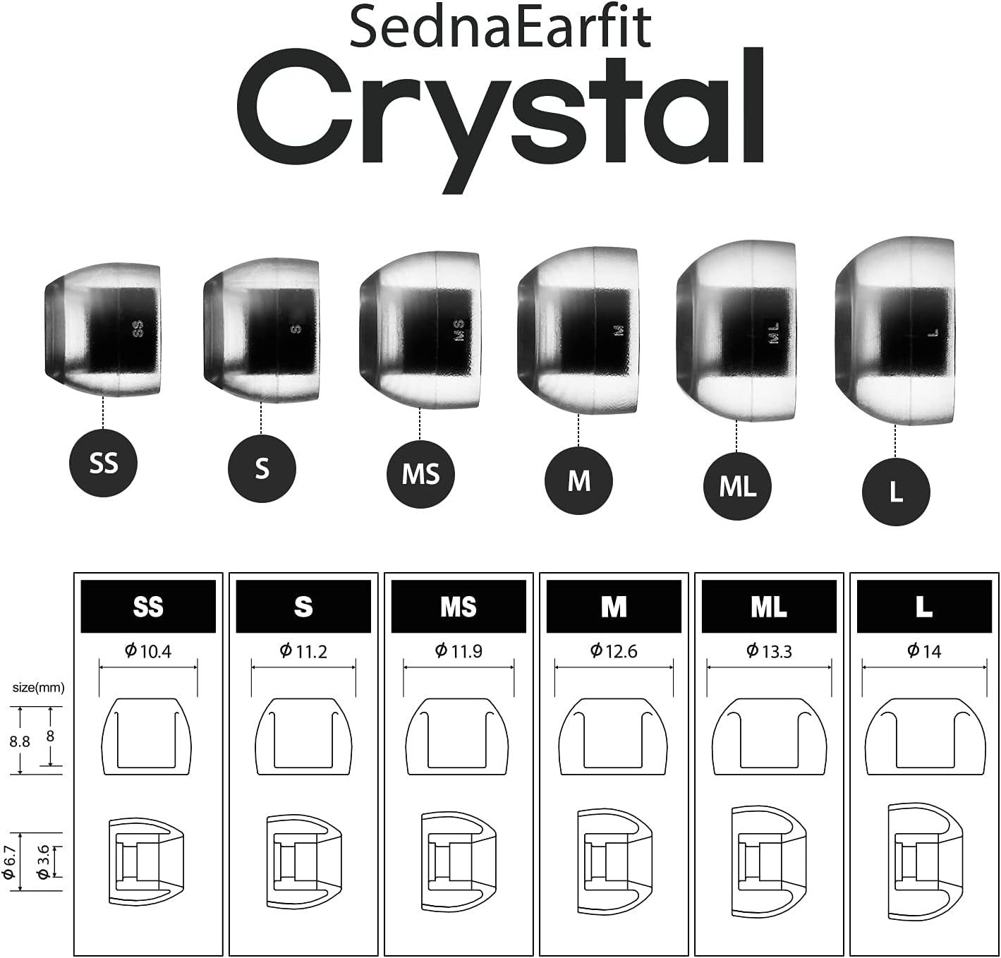 AZLA Sednaearfit Crystal Standard 2 Pairs (Size S) Replacement Earbuds Tips image number 3