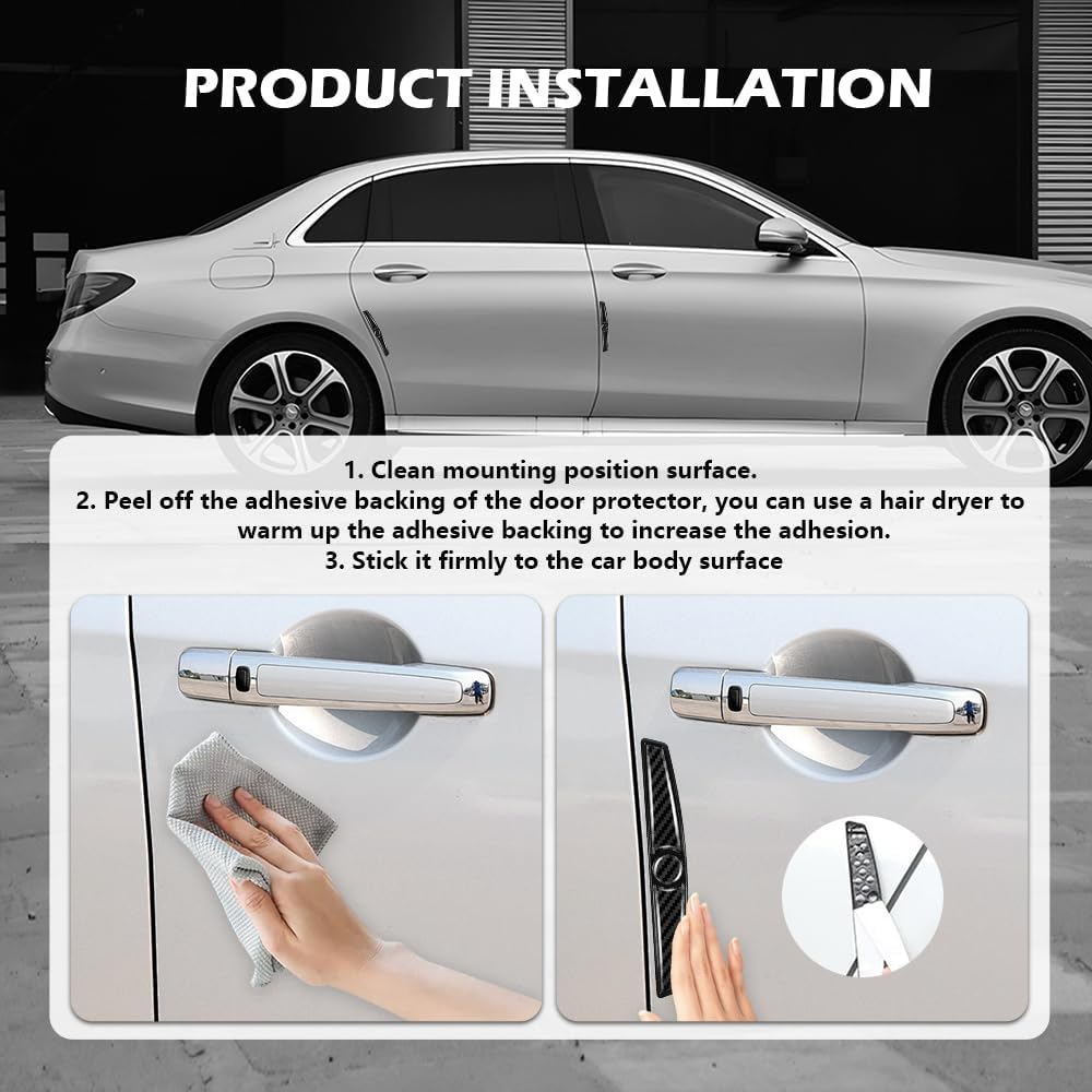 4PCS Carbon Fiber Car Door Protector Edge Guards,Thicker Door Guard for Cars Provides Impact and Anti-Scratch Protection,Universal Self-Adhesive Doors Protectors for Vehicles image number 4