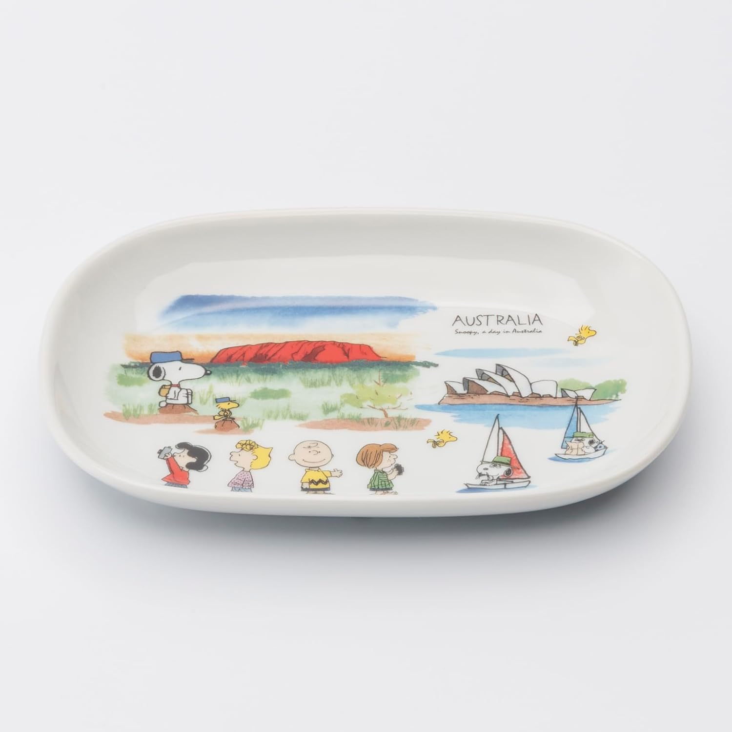 Peanuts 885280 Snoopy World Travel Australia Dinner Plate, Oval Plate, Width 7.5 X Depth 5.1 Inches (19 X 13 Cm), Microwave and Dishwasher Safe, Made in Japan image number 5