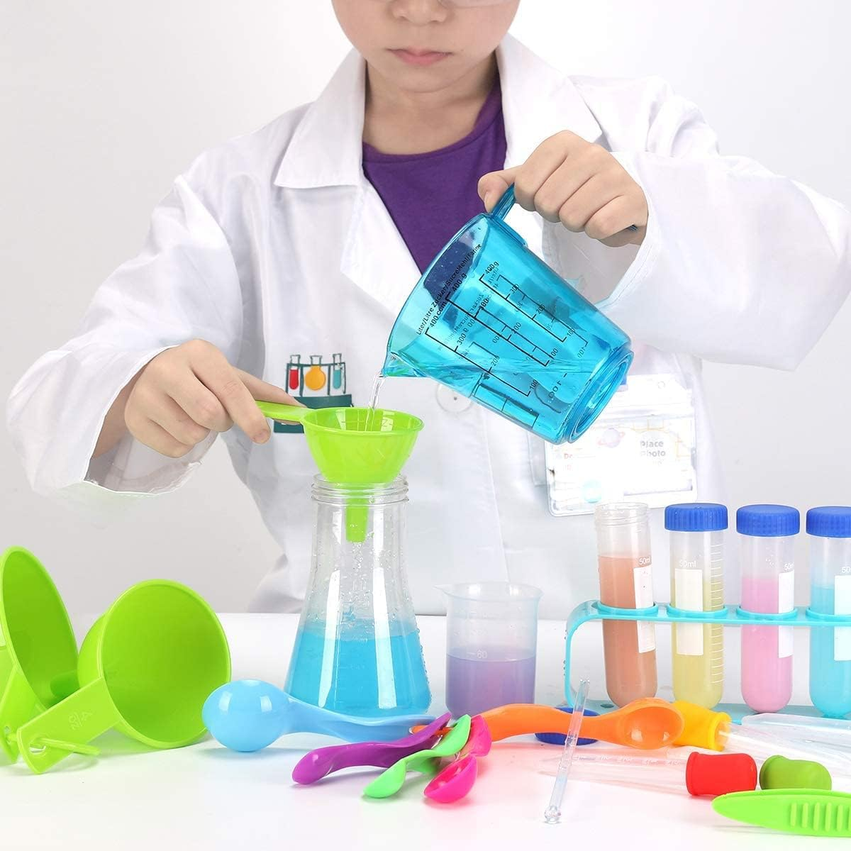 Why2Wise Kids Science Experiment Kit with Lab Coat Scientist Costume Dress up and Role Play Science Experiments for Kids STEM Educational Learning Science Toys image number 3
