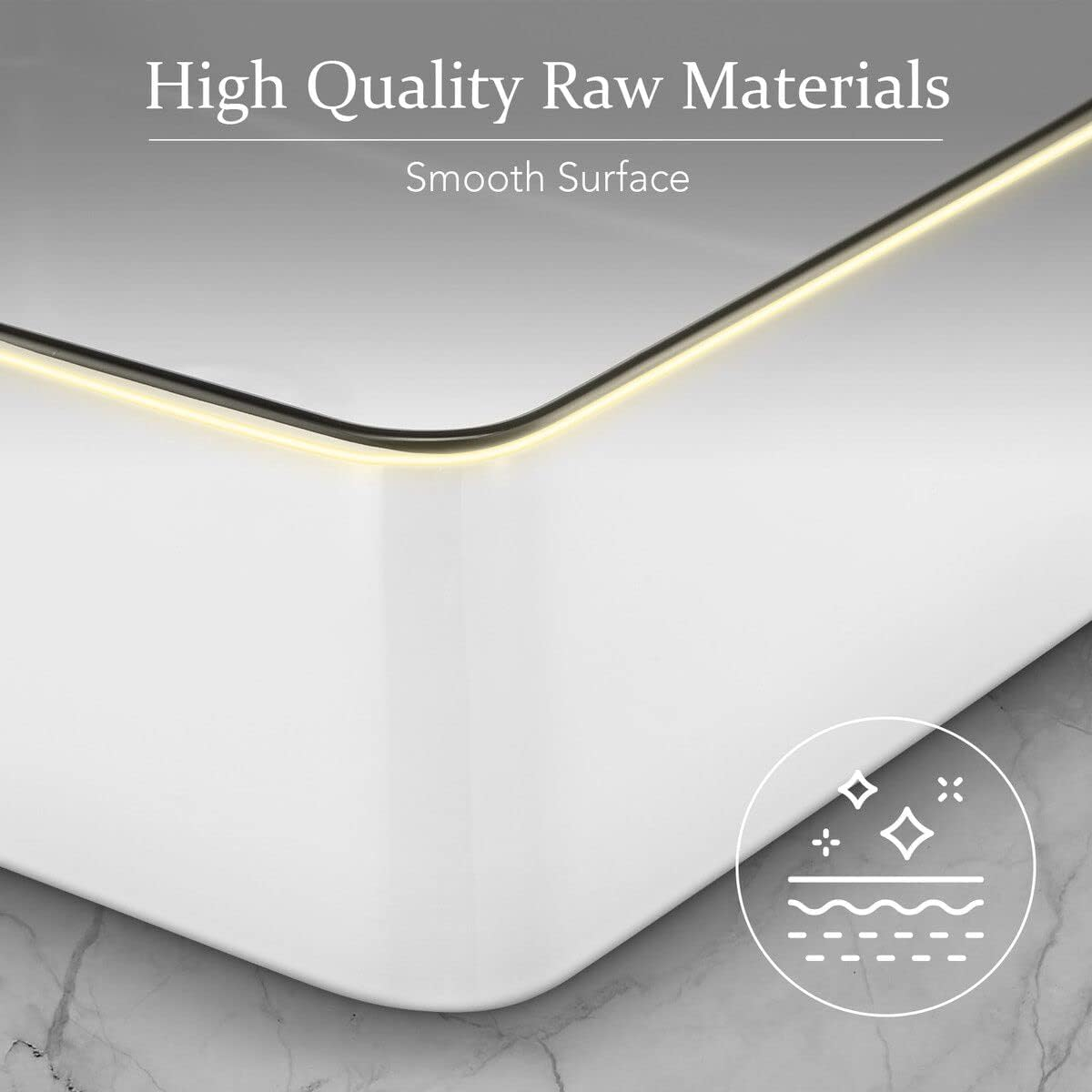 Luxsuite Bathroom Basin Rectangle Ceramic Basin Sink Vessel Washing Basin Vanity Hand Wash Bowl above Counter Bath Toilet Countertop White 48X37Cm