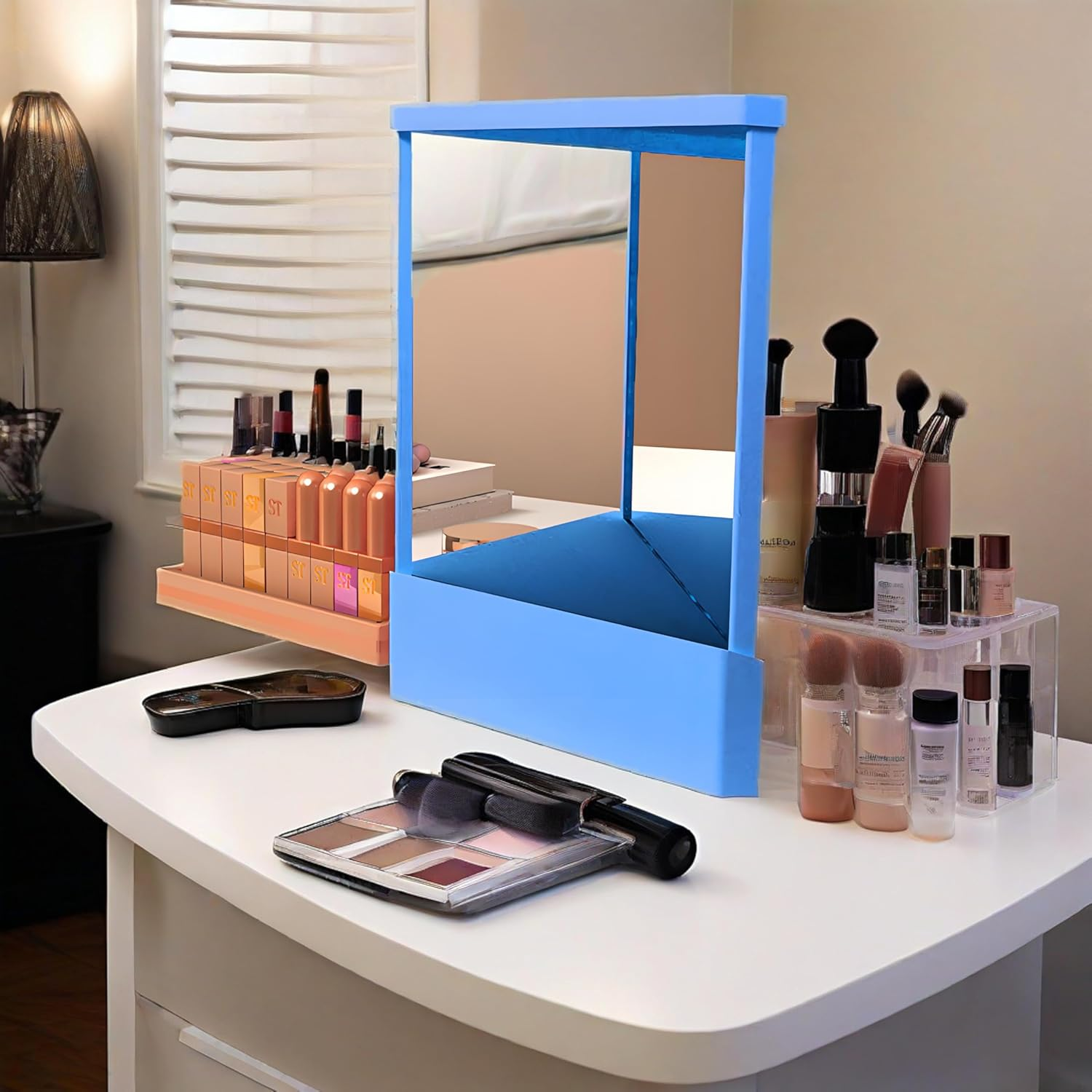 Non Reversing Mirror,True Mirror Makeup Mirror,True Image Reflection Personal Makeup Mirrors,Slim Design,Non-Magnifying Mirror for Haircuts,Beauty,Bedroom,Women Girls Gifts (Green)