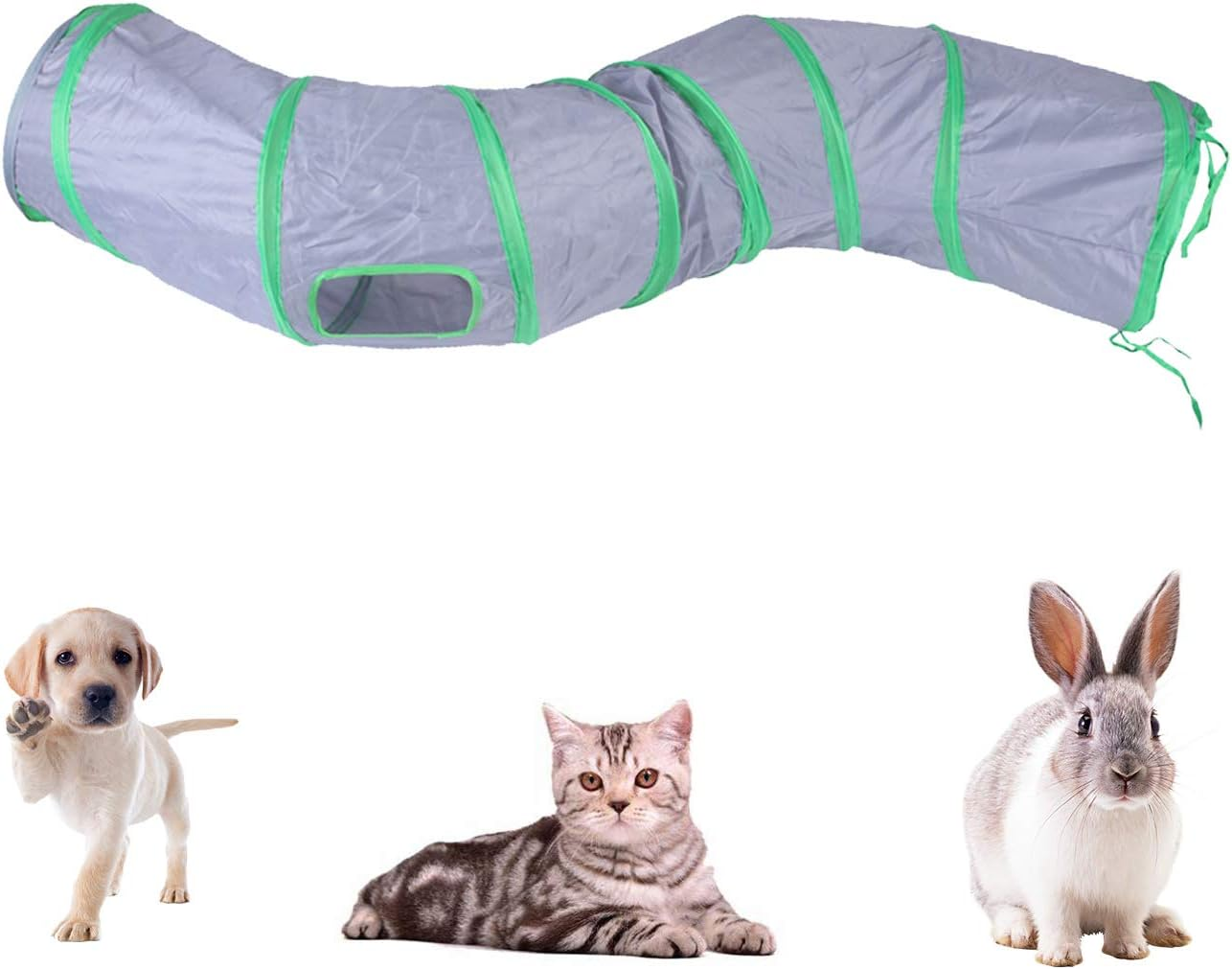 Icagy Cat Tunnel for Indoor Cats Interactive, Rabbit Tunnel Toys, Pet Toys Play Tunnels for Cats Kittens Rabbits Puppies Crinkle Pop up Gray 47" Shape S - Purple image number 4