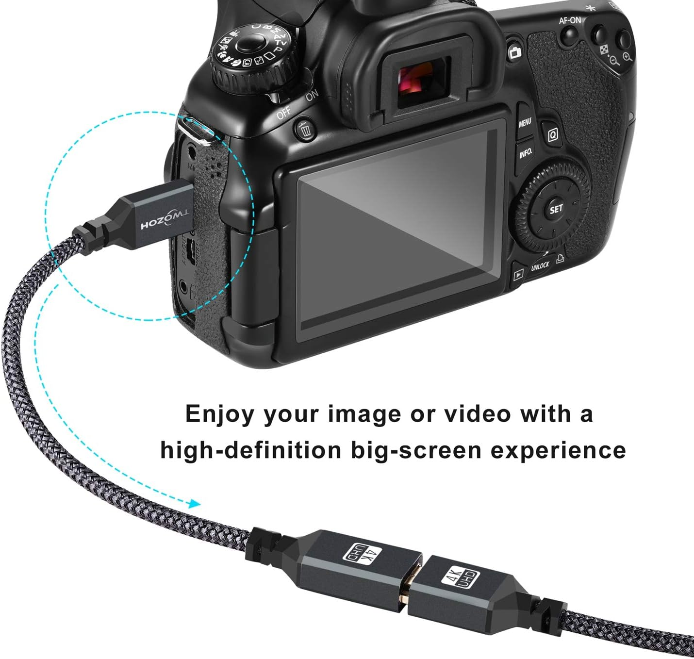 Mini HDMI to HDMI Adapter, Twozoh Mini HDMI Male to HDMI Female Cable Adapter Support 1080P Full HD, 4K, 3D, for DSLR, Camera, Camcorder, Graphics Card, Laptop, Tablet, HDTV, Projector image number 3