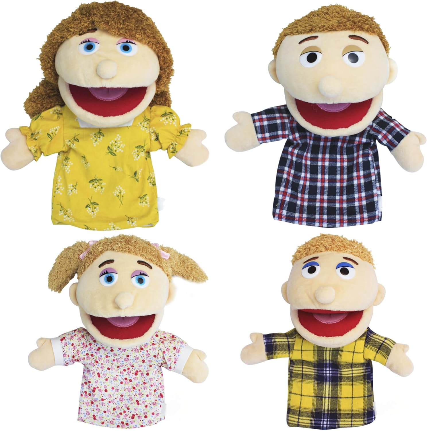 Hand Puppets Family Set of 4 - Mum, Dad, Boy & Girl - Plush Stuffed People Puppets with Moveable Mouths 28-30Cm Soft Role Play Toys for Kids (Dad, Mum, Boy, Girl 4Pk) image number 5