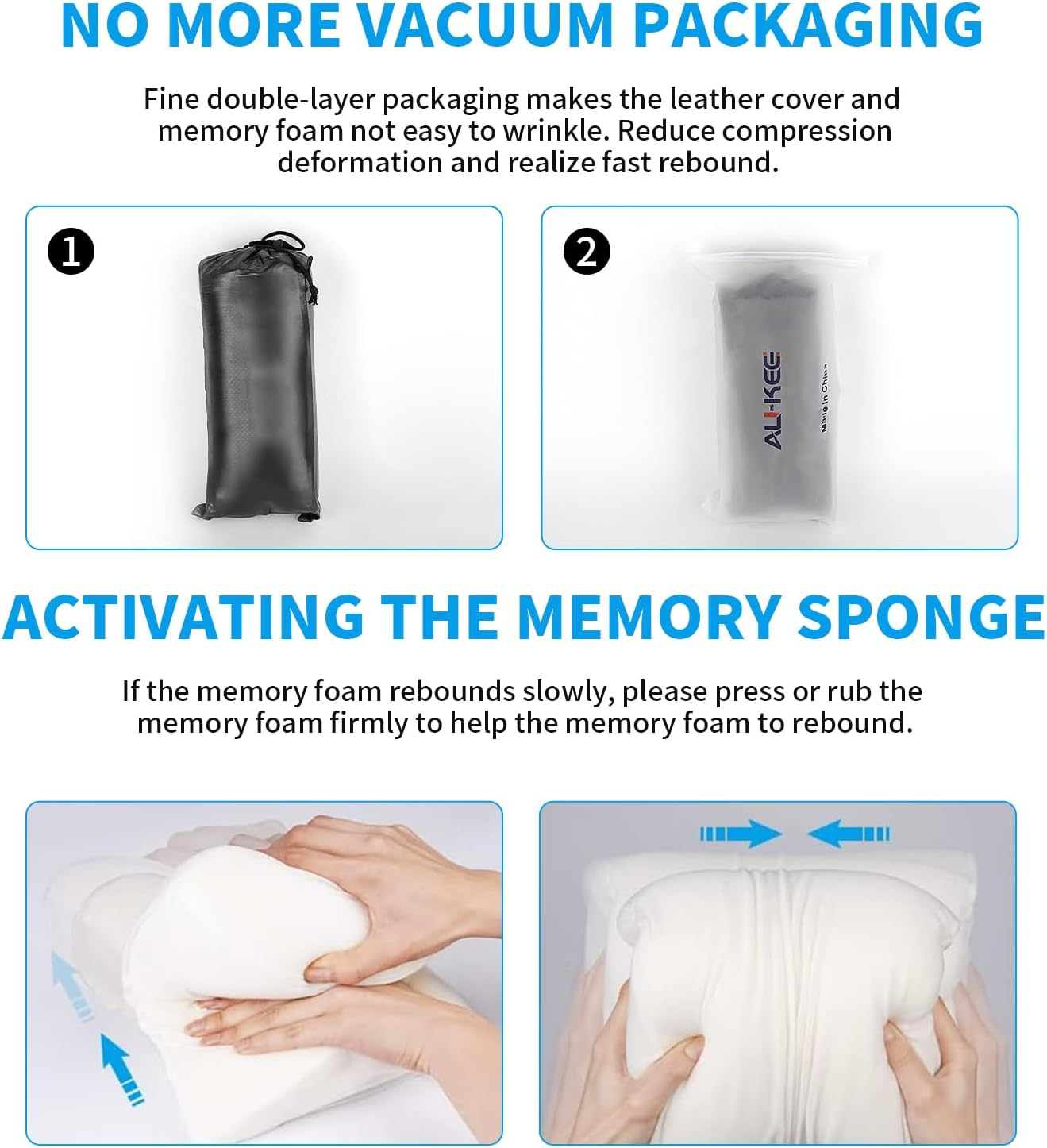 Aukee Memory Foam Car Neck Pillow Soft Leather Car Headrest for Driving Home Office Gray (Pack of 2) image number 5