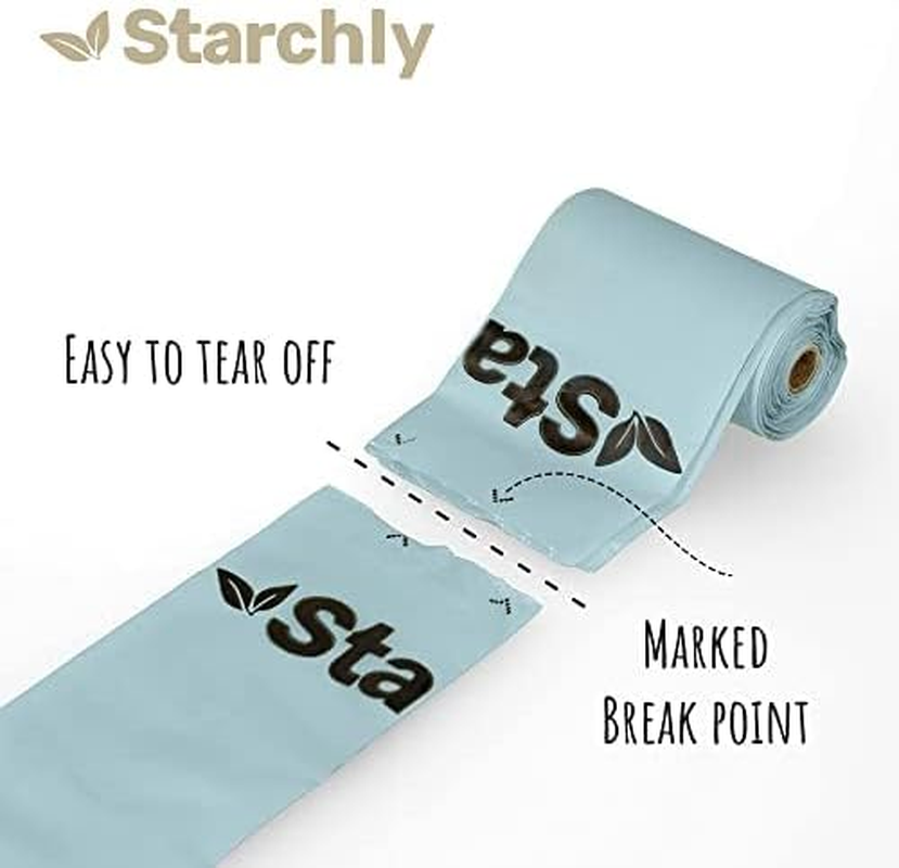 Starchly 120 Bags (8 Rolls of 15) - Blue - Eco-Friendly Leak Proof - Starch Based Materials - Compostable Dog Waste Bags