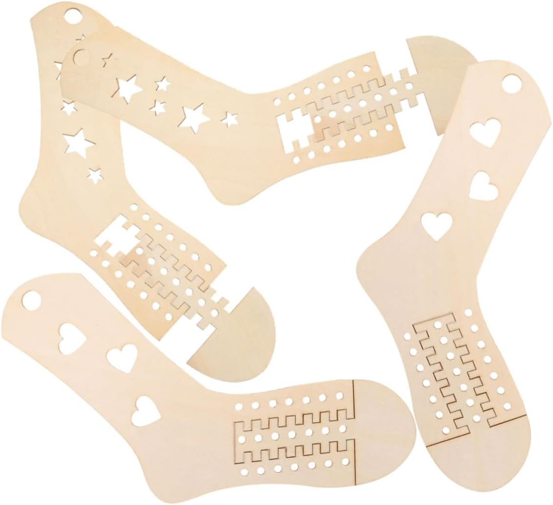HOODANCOS 2Pairs Wooden Sock Blockers for Knitting DIY Sock Display Molds Smooth Surface Design for Shape Crafting Tool for Sock Weaving and Knitting Fun image number 1