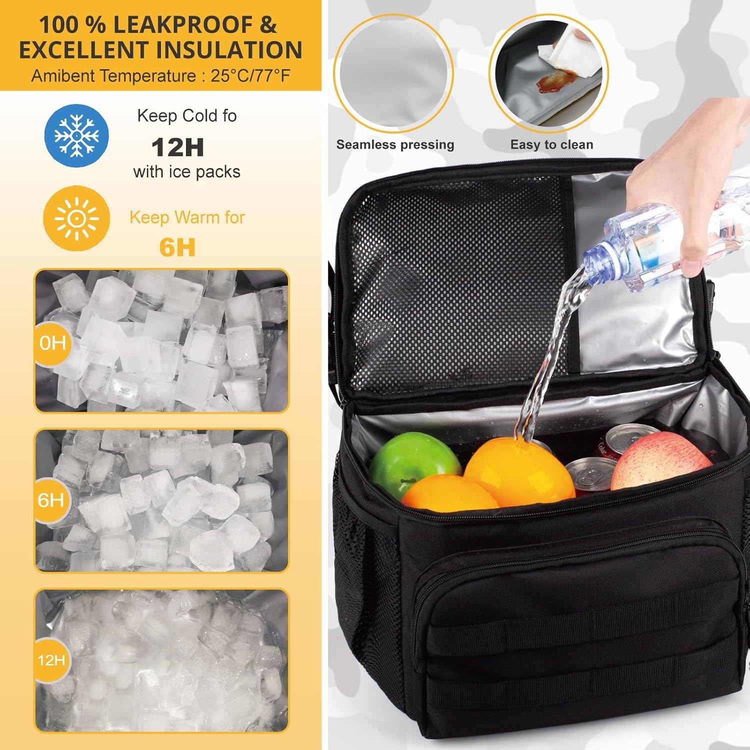 Tactical Double Deck Cooler Backpack for Men,Large Lunch Backpack with 2 Compartment,Soft Cooler Bag Water-Resistant Leak Proof Cooler Bag Beach Picnic image number 1