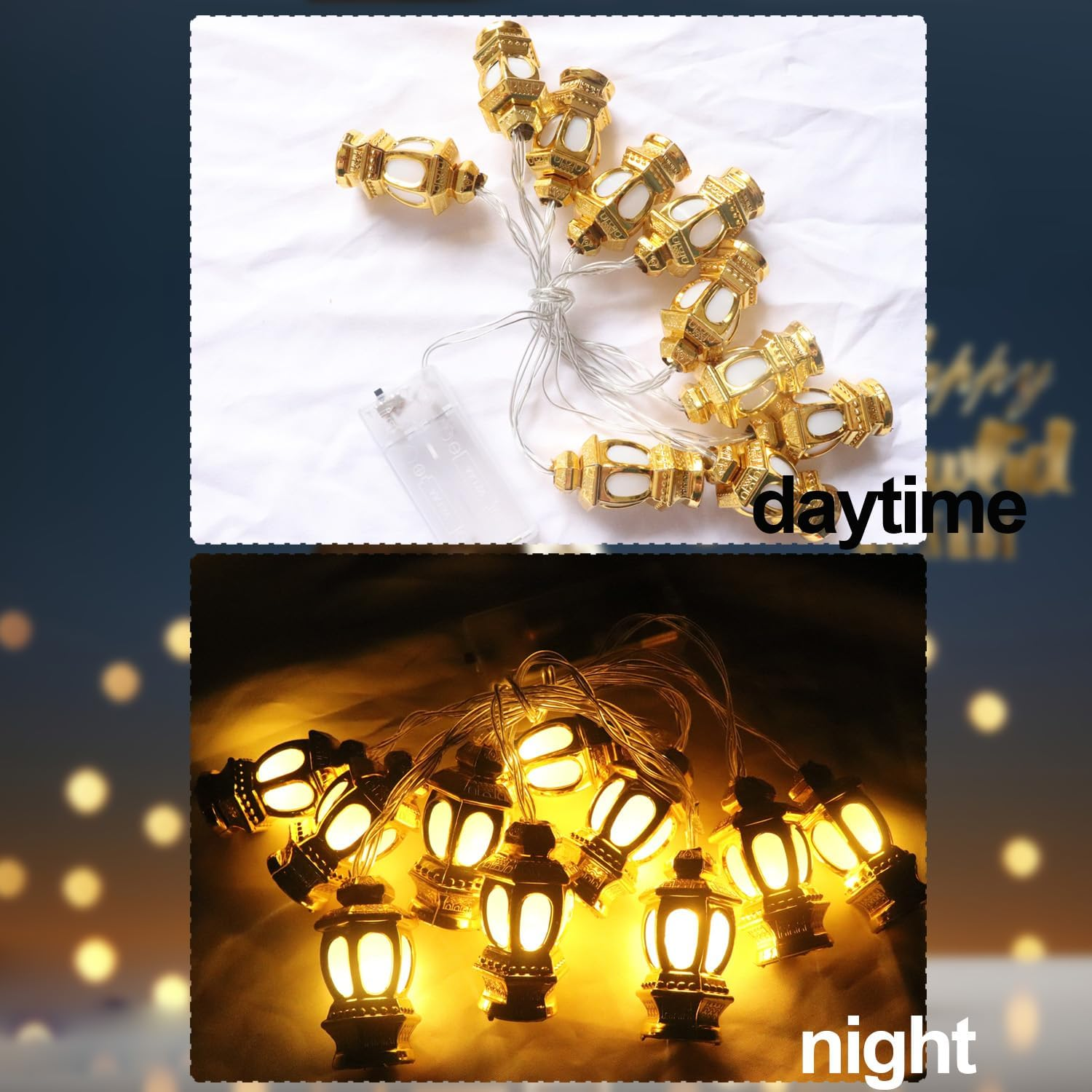 CHINS Ramadan String Lights Decorations Indoor Outdoor - 5.4Ft 10 Leds Mubarak Lslam Lights Eid Mubarak Ramadan Decorations for Home Garden Patio (Not Include Battery) image number 6