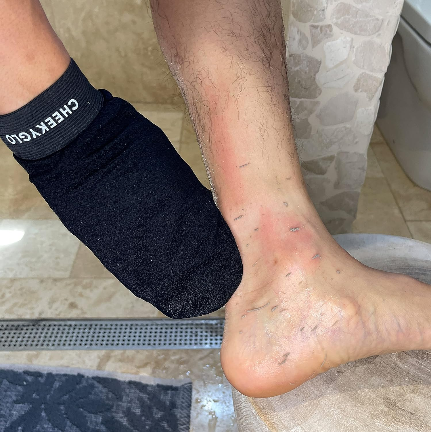 Cheekyglo Premium Exfoliating Glove (Black) | 100% Vegan Viscose Tradition Body Scrub Glove | Kessa Exfoliating Glove | Body Exfoliator | Self-Tan Removal | Keratosis Pilaris Exfoliation image number 3