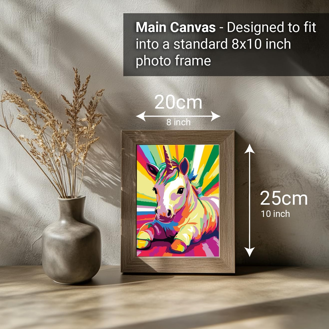 COLORDEMY 2-In-1 Paint by Numbers Kit - Rolled Canvases (20X25Cm & 20X20Cm), 16 Colours, Brushes & Paints Included - Fun for Adults & Kids, Perfect for Parties or Group Painting (Unicorn Design) - Eagle image number 4