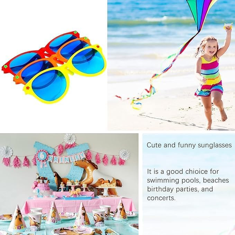 6 Pcs Jumbo Plastic Sunglasses Funny Party Glasses, Christmas Novelty Party Sunglasses for Festival Supplies Birthday Party Accessories, Beach Party Glasses for Childen & Adults image number 3