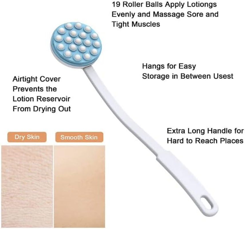 Back Lotion Applicator and Massager by Body Long Handheld Self-Handhled Easy Reach for Sunscreen, Cream, Shower Gel on Back, Legs and Feet (Blue, One Size) image number 1