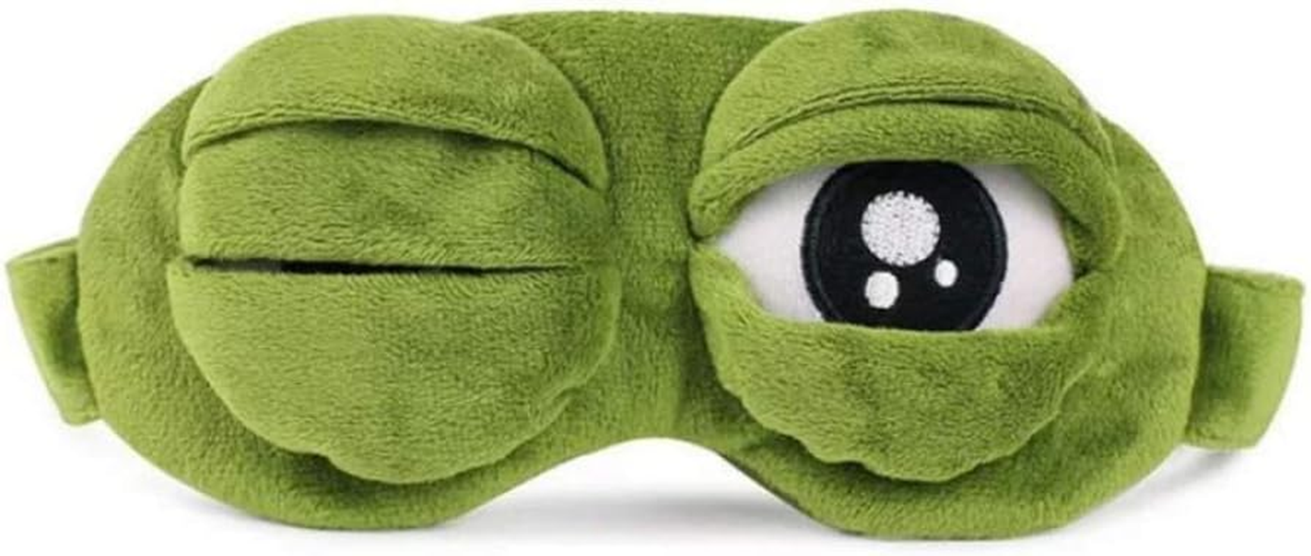 Shinywear Cute Rabbit Sleeping Eye Mask Plush Blindfold Travel Sleep Masks Super Soft Funny Eye Cover for Kids Girls and Adult (Green Frog) image number 2