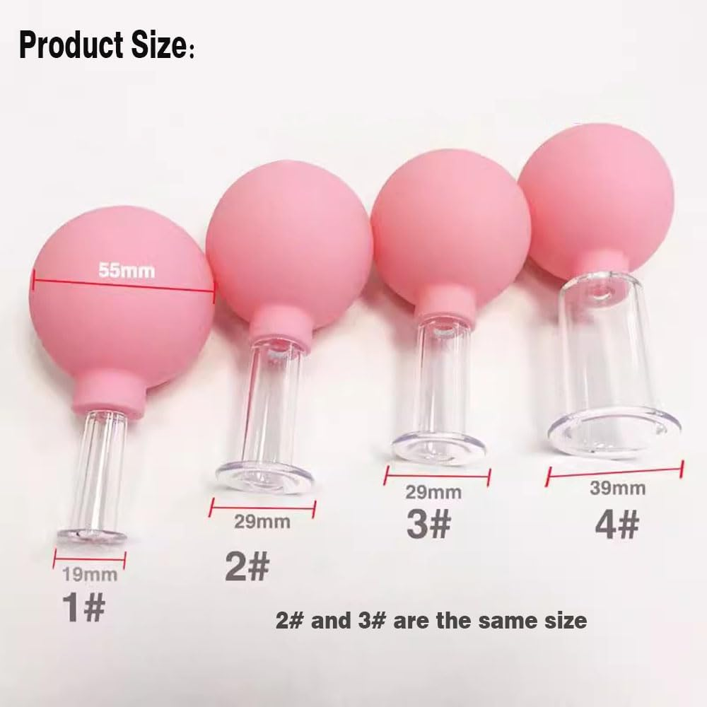 Facial Cupping Set anti Aging Vacuum Suction Cupping Cups 4Pcs Face Cupping Therapy Sets for Wrinkles Facial Cupping Gua Sha Facial Massage Cupping Tool for Face, Neck and Whole Body image number 2