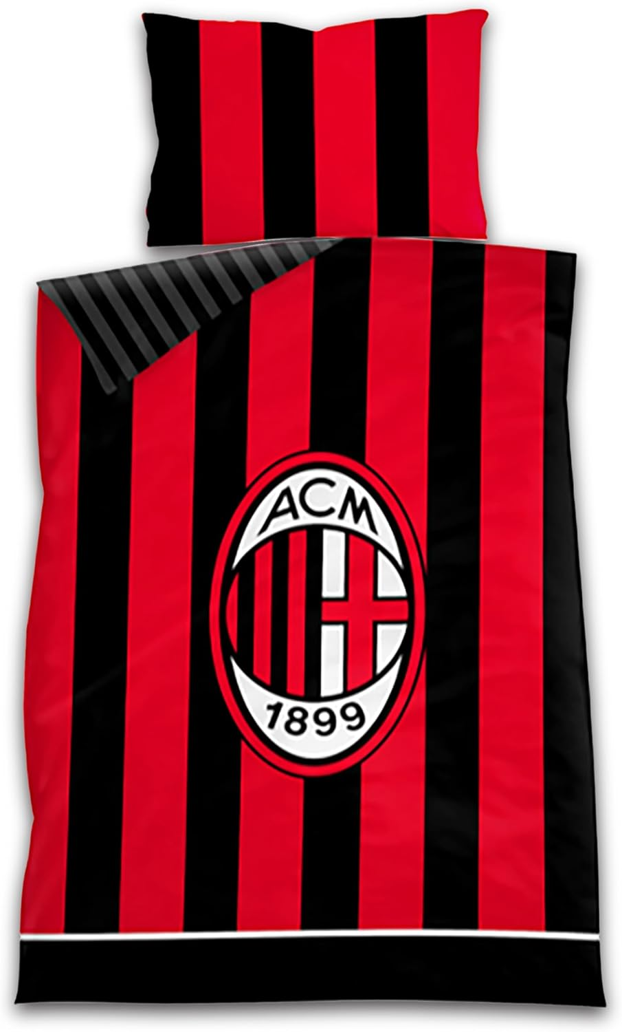 AC Milan Double Bed Sheet 200 X 150 Cm + Cushion Cover 80 X 50 Cm, 100% Cotton, Official Product