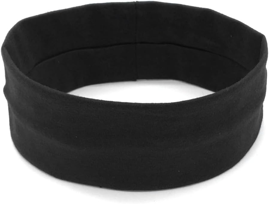 Pack of 2 Hair Bands, Black, 7 Cm Wide Headband, Elastic Headband, Unisex, Non-Slip Headband for Running, Cycling, Yoga, Fitness, Soft Sweatband image number 2
