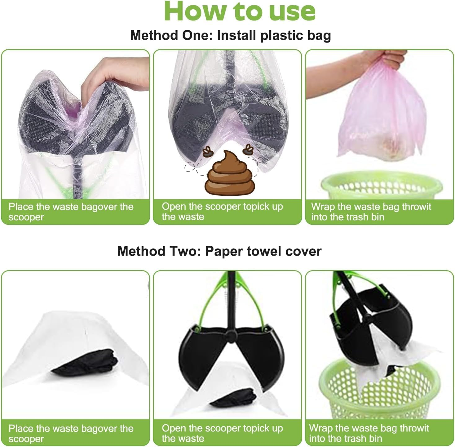 Pet Pooper Scooper, Fecal Cleaner, Non-Breakable Poop Scooper with High Strength Material and Durable Spring for Dogs, Long Handle Design Easy for Pet Waste, Grass and Gravel Pick Up