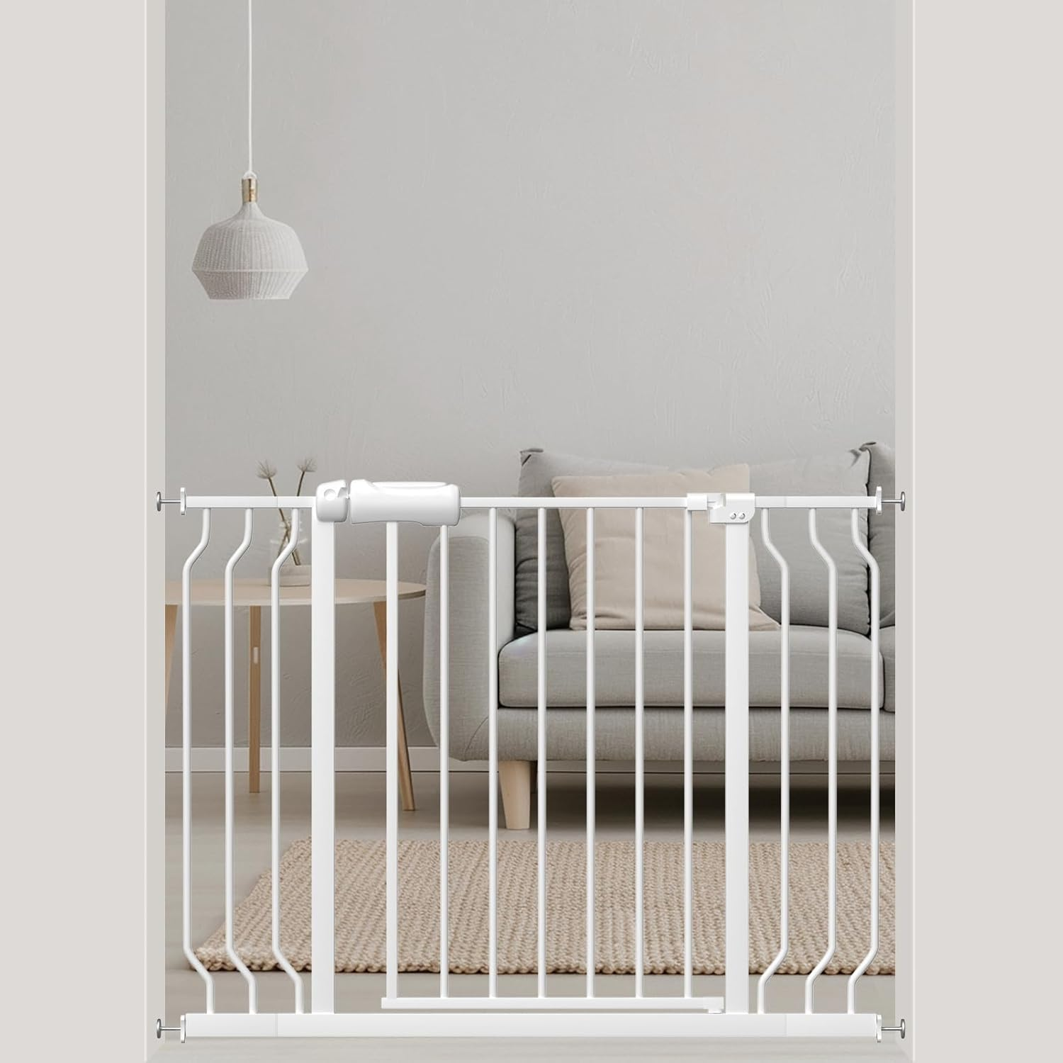 DEARBB Wide Baby Gate 110 to 134Cm Wide,78Cm Tall Walk Thru Pressure Mount Dog Gate with Small Pet Door,Double Lock Auto Close, for Stairs and House Doorway Kitchen